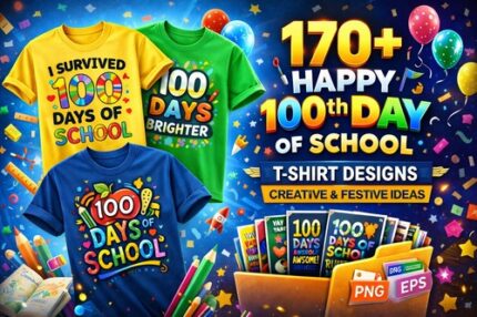 170+ 100th Day of School T-Shirt Designs bundle print ready for POD products