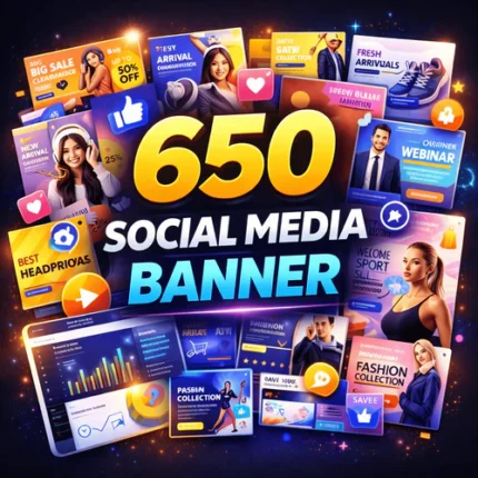 social media banner templates bundle with 650+ editable Canva designs for marketing branding and online content creation