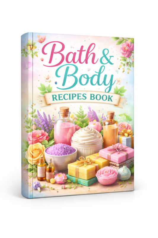 bath and body recipes book for DIY natural skincare and homemade beauty products