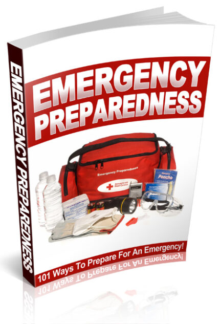 Emergency Preparedness Guide showing disaster readiness plan, emergency kit preparation, and family safety strategy concept