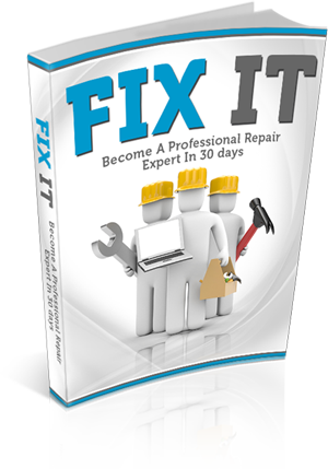 Fix-It Guide showing home repair tools, DIY maintenance tasks, and fixing household problems concept