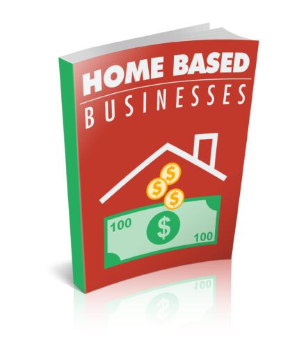 Home-Based Business Guide showing work from home setup, online business growth, laptop entrepreneurship, and remote income concept