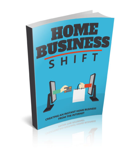 Home Business Shift Guide showing career transition, work from office to home business, online income lifestyle change concept