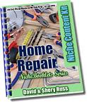 Home Repair Guide showing DIY home fixing tools, wall repair, plumbing maintenance, and household repair concept illustration