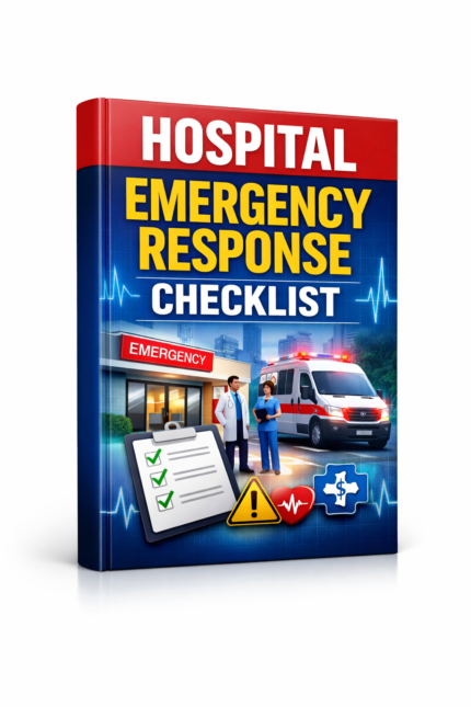 Hospital emergency response checklist showing structured crisis management procedures, patient triage, and medical emergency protocols in hospital settings