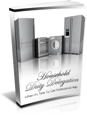 Household Duty Delegation Guide showing family sharing chores, organized task list, home routine planning, and balanced household management concept