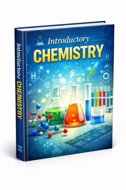 Introductory Chemistry guide book cover chemistry basics atoms molecules reactions periodic table SEO optimized science textbook