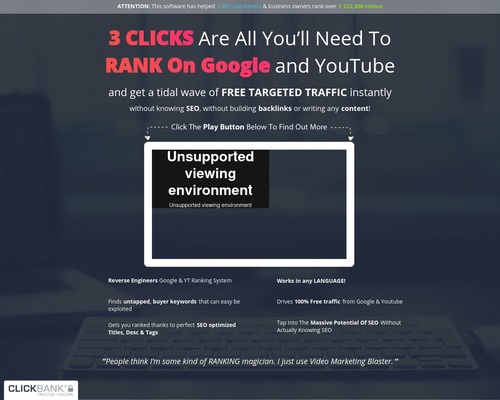 Video Marketing Blaster – Rank Videos On #1 Page Of Google And YouTube