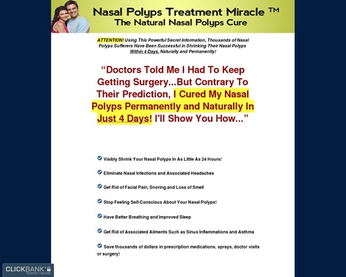 Nasal Polyps Treatment Miracle (TM) – Up to $68 per sale!